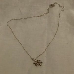 Silver Snowflake Necklace with clear stone